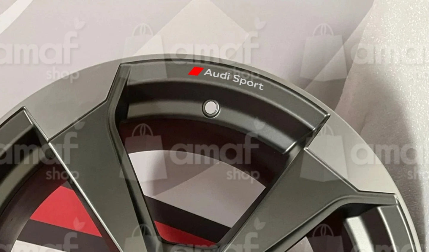 N4 Adesivi Audi Sport ARGENTO Cerchi a1 a3 a4 a5 a6 a7 tt q3 q5 S3 S-line q7