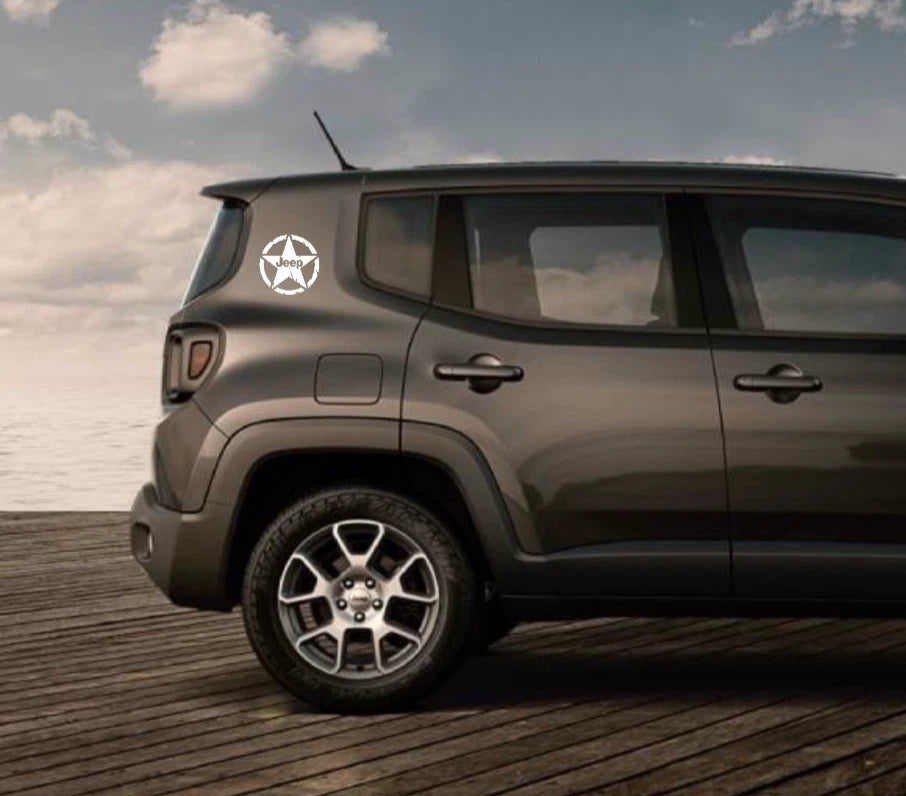 Stella Militare ADESIVO con scritta JEEP In Vinile Pretagliato RENEGADE AUTO