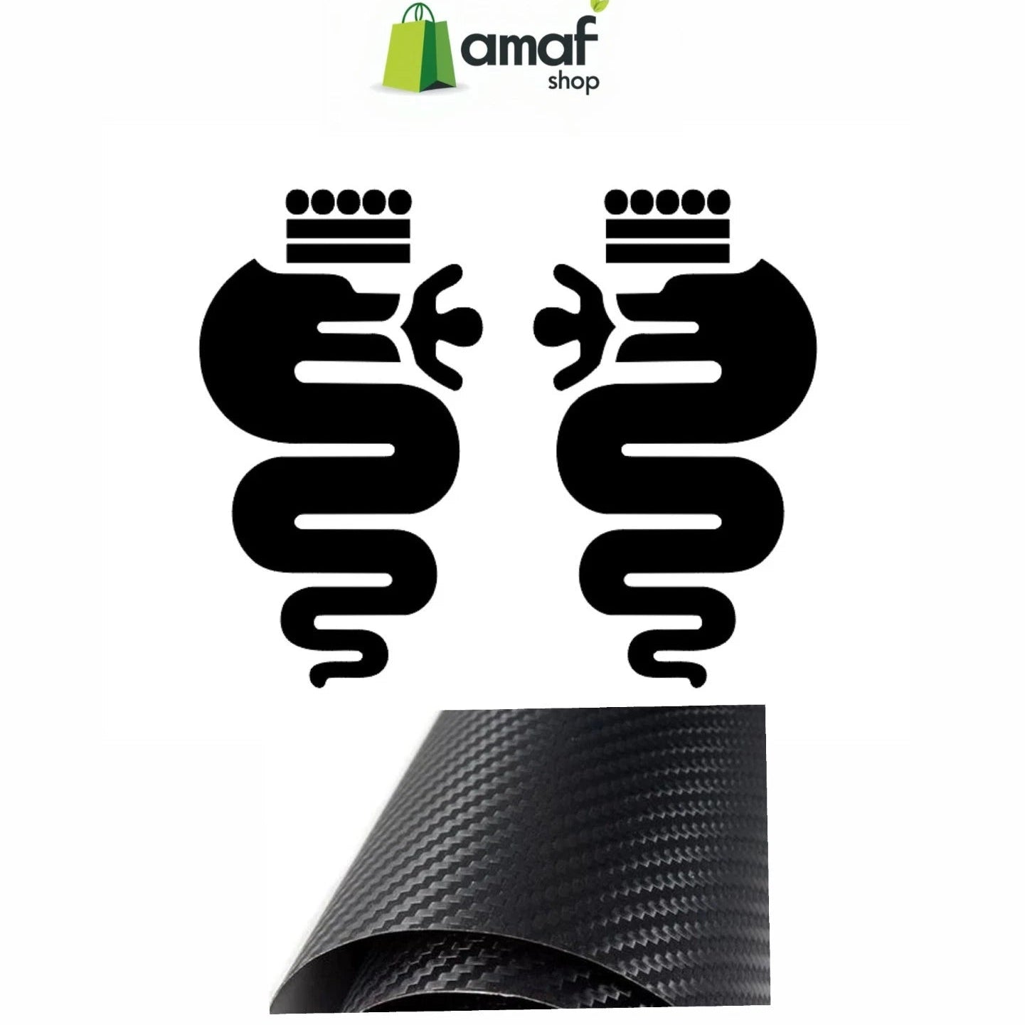 Alfa Romeo 2 ADESIVI 12x7 carbon BISCIONE mito Giulietta Giulia Stelvio Tonale