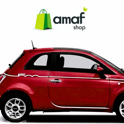 Kit adesivi Fiat 500 strisce fiancate SEMISCRITTA fasce tuning stickers decal