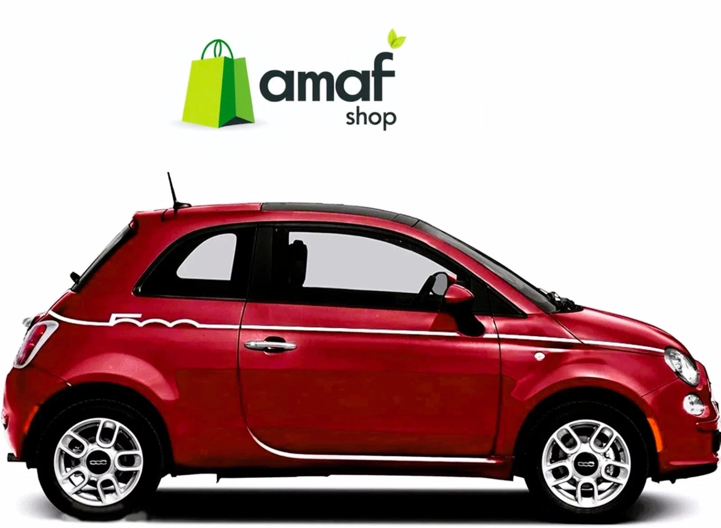 Kit adesivi Fiat 500 strisce fiancate SEMISCRITTA fasce tuning stickers decal