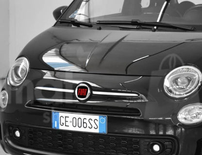 Stemma Logo fiat ADESIVO NERO ROSSO  , Anteriore E Posteriore FregiAuto Fiat 500