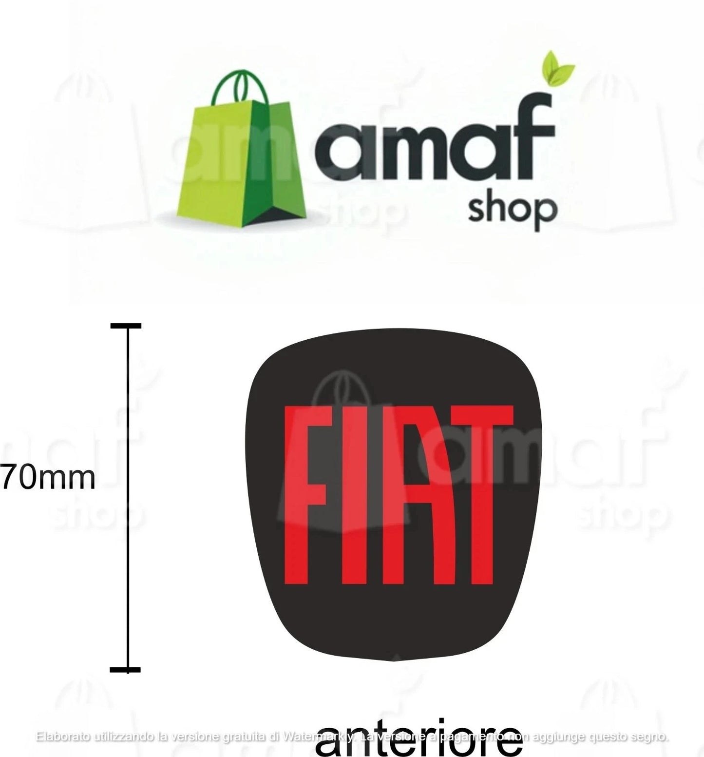 Stemma Logo fiat ADESIVO NERO ROSSO  , Anteriore E Posteriore FregiAuto Fiat 500
