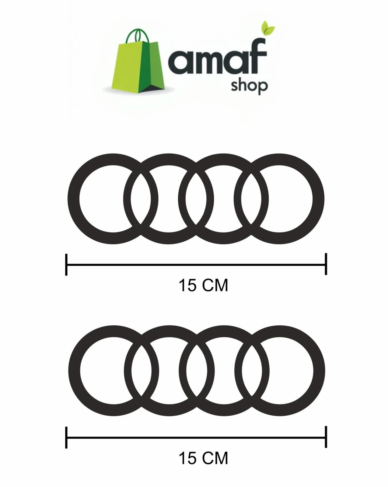 Coppia Adesivi Audi Anelli 15 cm – Compatibili Alta Qualità per Q2 Q3 Q5 A1 A2