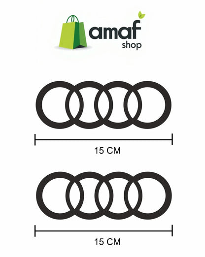 Coppia Adesivi Audi Anelli 15 cm – Compatibili Alta Qualità per Q2 Q3 Q5 A1 A2