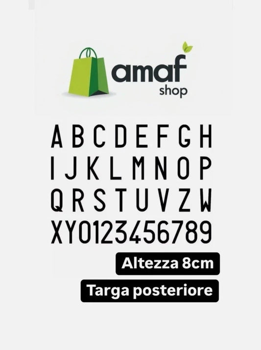 LETTERE E NUMERI ADESIVI PER TARGA AUTO POSTERIORE  SET COMPLETO.!