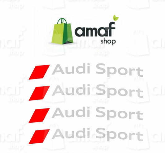 N4 Adesivi Audi Sport ARGENTO Cerchi a1 a3 a4 a5 a6 a7 tt q3 q5 S3 S-line q7