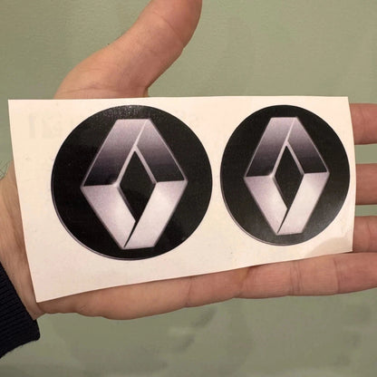 BORCHIE COPRIMOZZI ADESIVI STICKERS PER CERCHI IN LEGA 4 PZ 60 mm LOGO RENAULT