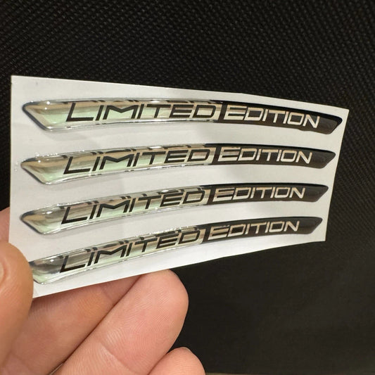 4 Adesivi 3D Sticker Cromato/nero Limited Edition Auto Moto Emblema