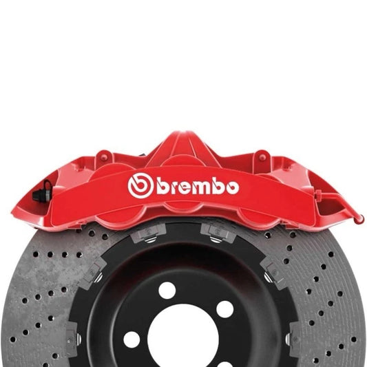 6 ADESIVI BREMBO STYLE KIT pinze freno stickers auto moto PRESPAZIATI 10cm E 8cm