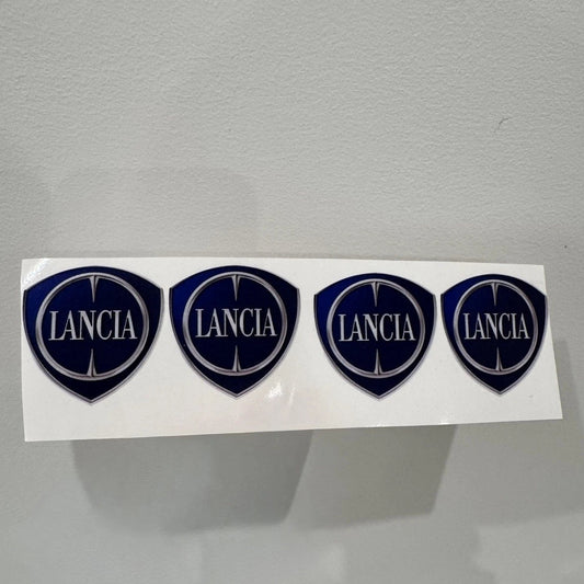 BORCHIE COPRIMOZZI ADESIVI STICKERS PER CERCHI X 4 PZ 46mm LOGO lancia NO 3D