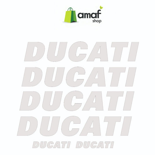 Kit 6 ADESIVI per SERBATOIO MOTO Scritta DUCATI Adesivo ARGENTO STICKERS Racing