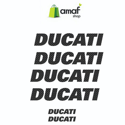 Kit 6 ADESIVI per SERBATOIO MOTO Scritta DUCATI Adesivo CARBONIO STICKERS Racing