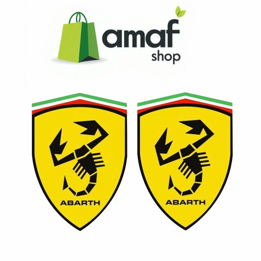 Adesivi ABARTH stile scudetto Ferrari 500 fiat coppia in vinile con trasparente