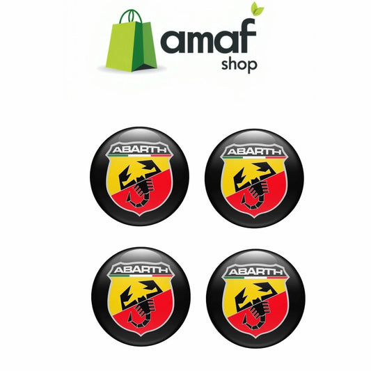 BORCHIE COPRIMOZZI ADESIVI STICKERS PER CERCHI IN LEGA X 4 PZ 60 mm LOGO ABARTH