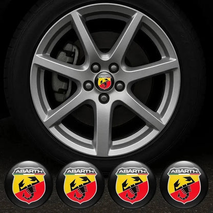 BORCHIE COPRIMOZZI ADESIVI STICKERS PER CERCHI IN LEGA X 4 PZ 60 mm LOGO ABARTH