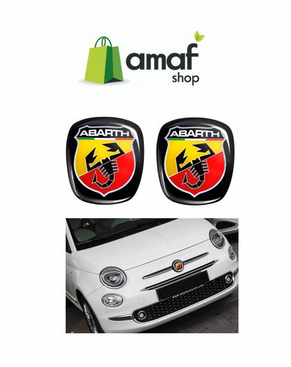 Stemma Logo ABARTH ADESIVO , Anteriore E Posteriore Fregi Auto Fiat 500 NO 3D