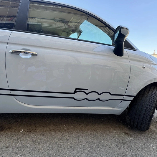 adesivi strisce fiancate Fiat 500 SEMISCRITTA fasce tuning stickers decal