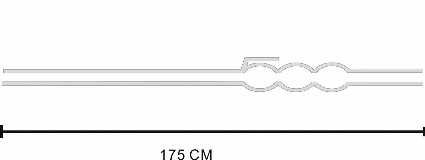 adesivi strisce fiancate Fiat 500 SEMISCRITTA fasce tuning stickers decal