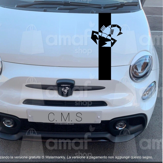 ADESIVO COFANO LOGO ABARTH STRISCIA E SCORPIONE RACING PER FIAT PUNTO e 500