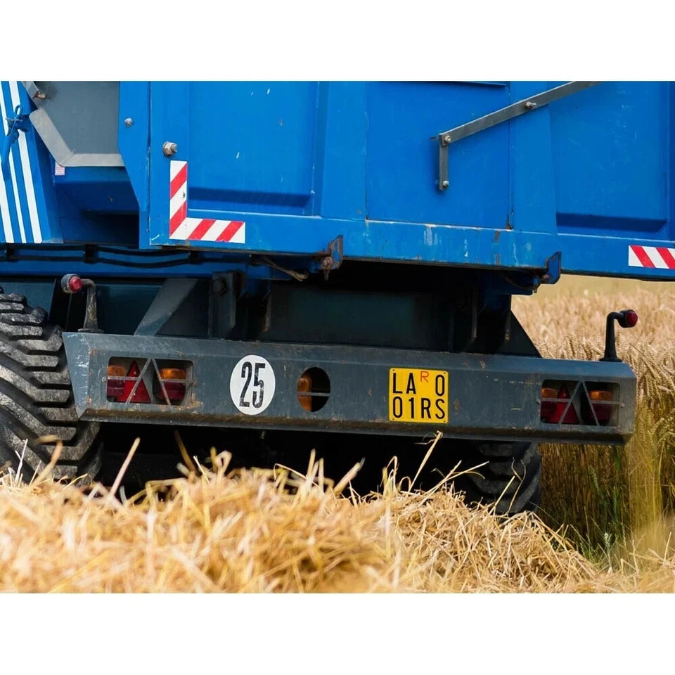 TARGA GIALLA RIPETITRICE REPLICA RIMORCHI TRATTORI E MACCHINE AGRICOLE 16x16